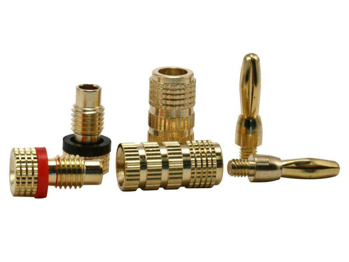 Monoprice 1 PAIR OF High-Quality Gold Plated Speaker Banana Plugs Closed Screw Type