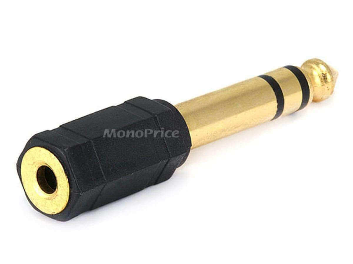Monoprice 1/4in (6.35mm) TRS Stereo Plug to 3.5mm TRS Stereo Jack Adapter Gold Plated