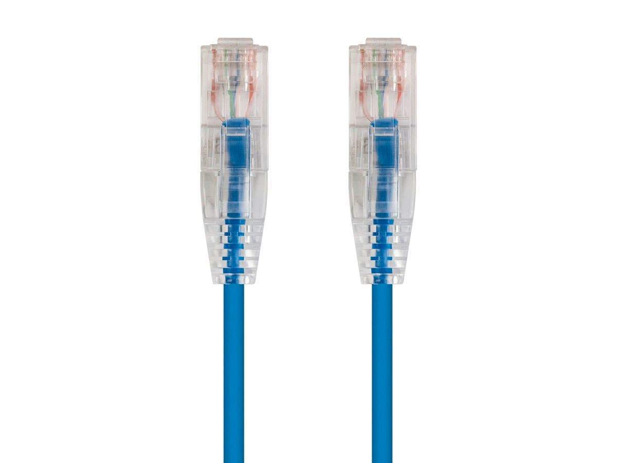 Monoprice SlimRun Cat6 Ethernet Patch Cable  Snagless RJ45  Stranded  550MHz  UTP  CMR  Riser Rated  Pure Bare Copper Wire  28AWG  10ft  Blue