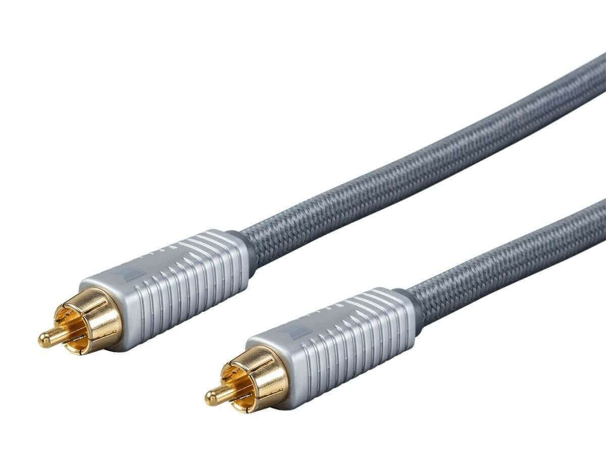 Monolith RCA Cable - 0.91M (3ft) - Silver, 24K Gold Plated Connectors, AL foil, OFC Copper Braided Shield