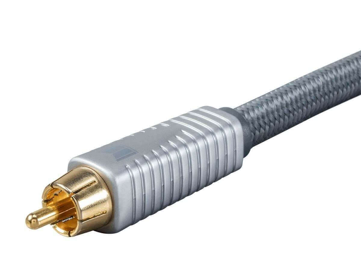 Monolith RCA Cable - 0.91M (3ft) - Silver, 24K Gold Plated Connectors, AL foil, OFC Copper Braided Shield