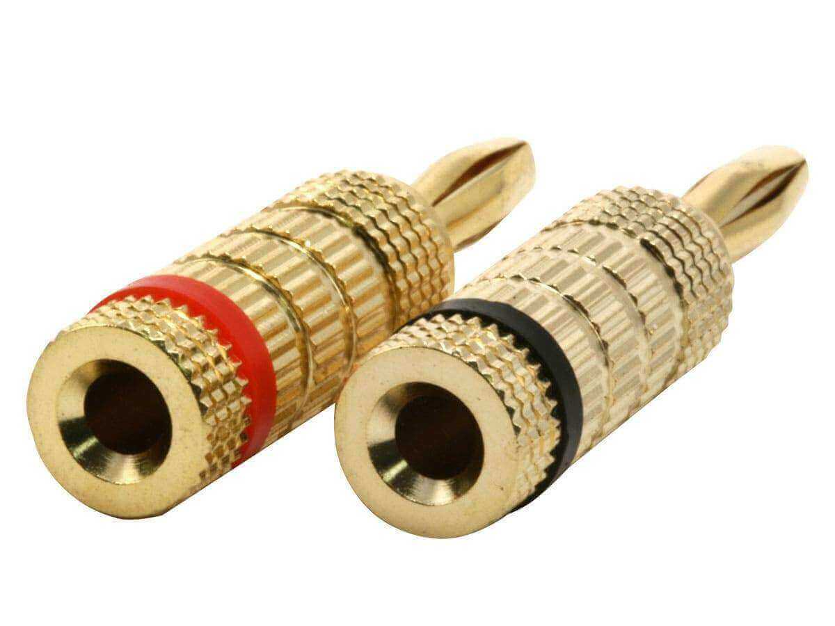 Monoprice 1 PAIR OF High-Quality Gold Plated Speaker Banana Plugs  Closed Screw Type