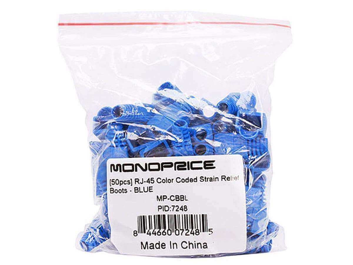 Monoprice RJ45 Strain Relief Boots  50 pcs/pack  Blue